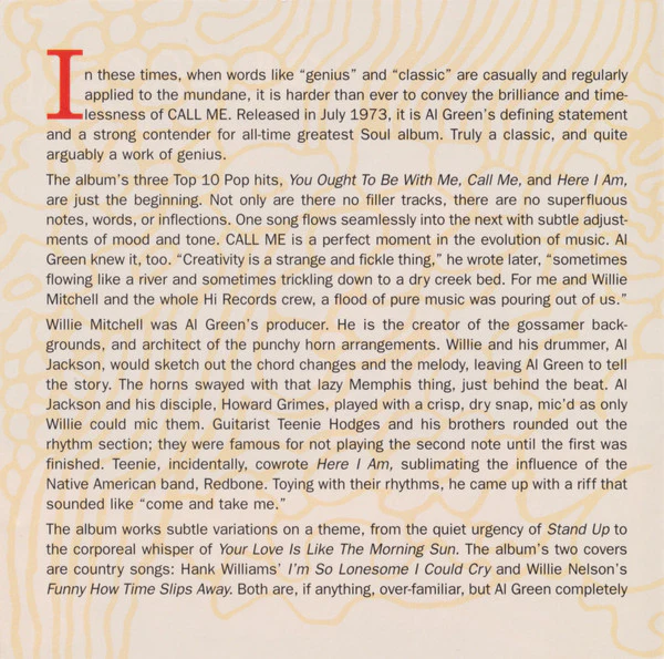 Al Green - Call Me (CD) - Image 5