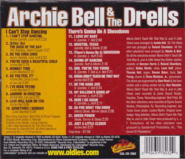 Archie Bell & The Drells - I Can't Stop Dancing / There's Gonna Be A Showdown (CD) - Image 2