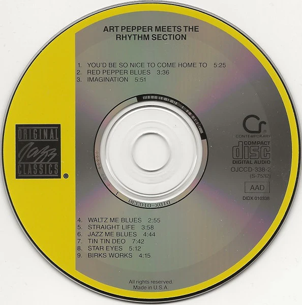 Art Pepper - Art Pepper Meets The Rhythm Section (CD) - Image 3