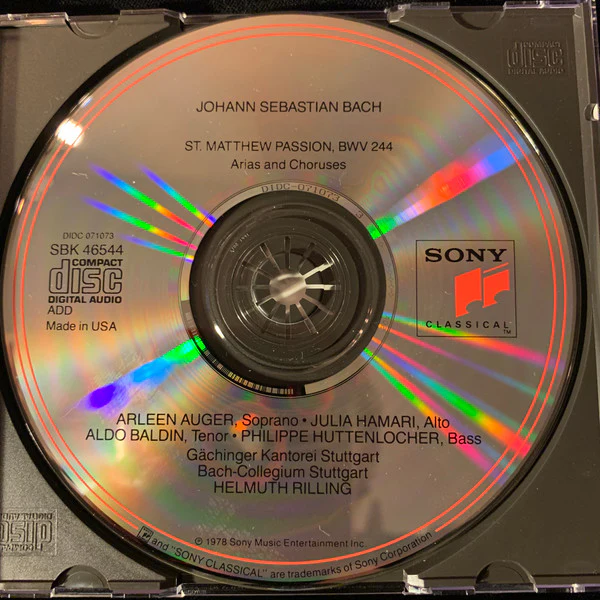 Johann Sebastian Bach / Arleen Auger • Julia Hamari • Aldo Baldin • Philippe Huttenlocher • Gächinger Kantorei Stuttgart • Bachcollegium Stuttgart • Helmuth Rilling - Matthäus-Passion BWV 244 - Arien Und Chöre (CD) - Image 3