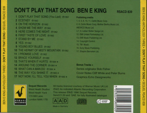 Ben E. King - Don't Play That Song! (CD) - Image 2