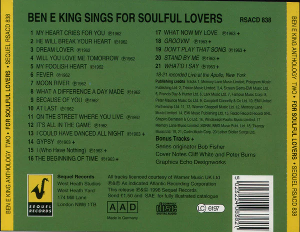 Ben E. King - Sings For Soulful Lovers (CD) - Image 2