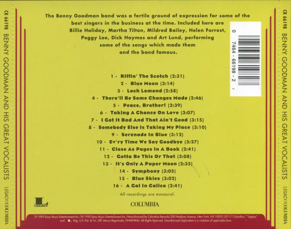 Benny Goodman - Benny Goodman And His Great Vocalists (CD) - Image 3