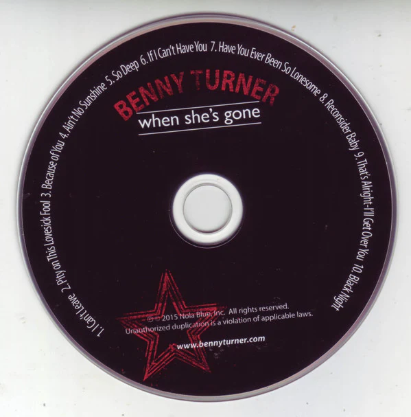 Benny Turner With Special Guests Marva Wright, Bob Margolin And Charles Brown - When She's Gone (CD) - Image 4