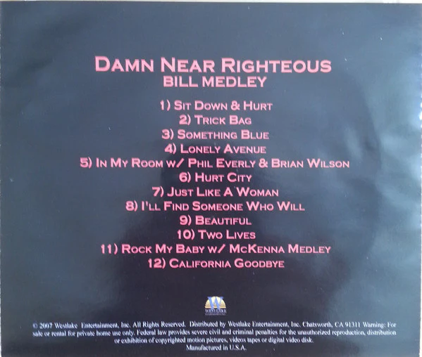 Bill Medley - Damn Near Righteous (CD) - Image 2