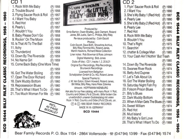 Billy Lee Riley - Classic Recordings, 1956 - 1960 (CD) - Image 2