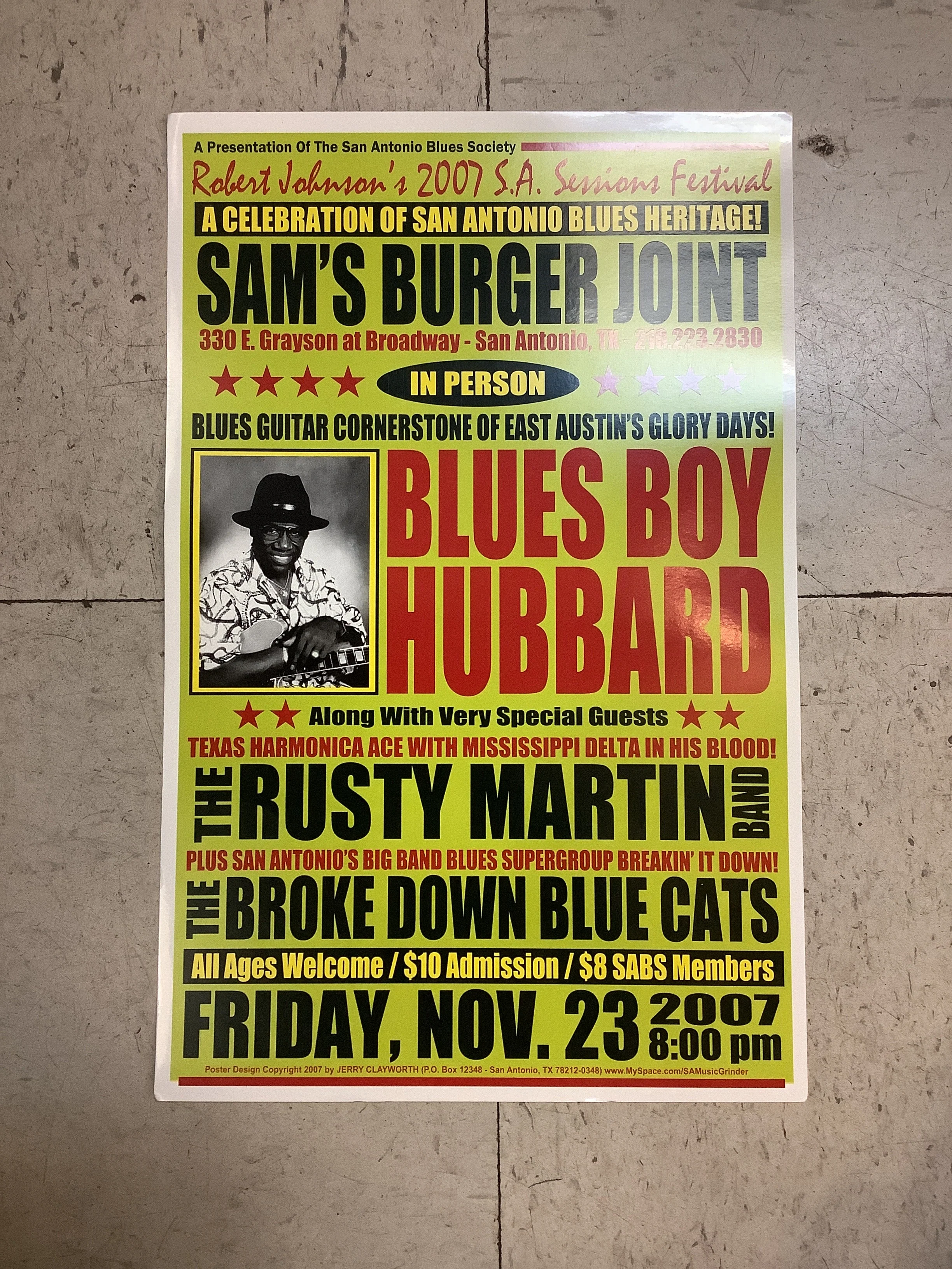 Blues Boy Hubbard at Sam's Burger Joint - 2007 (Poster)