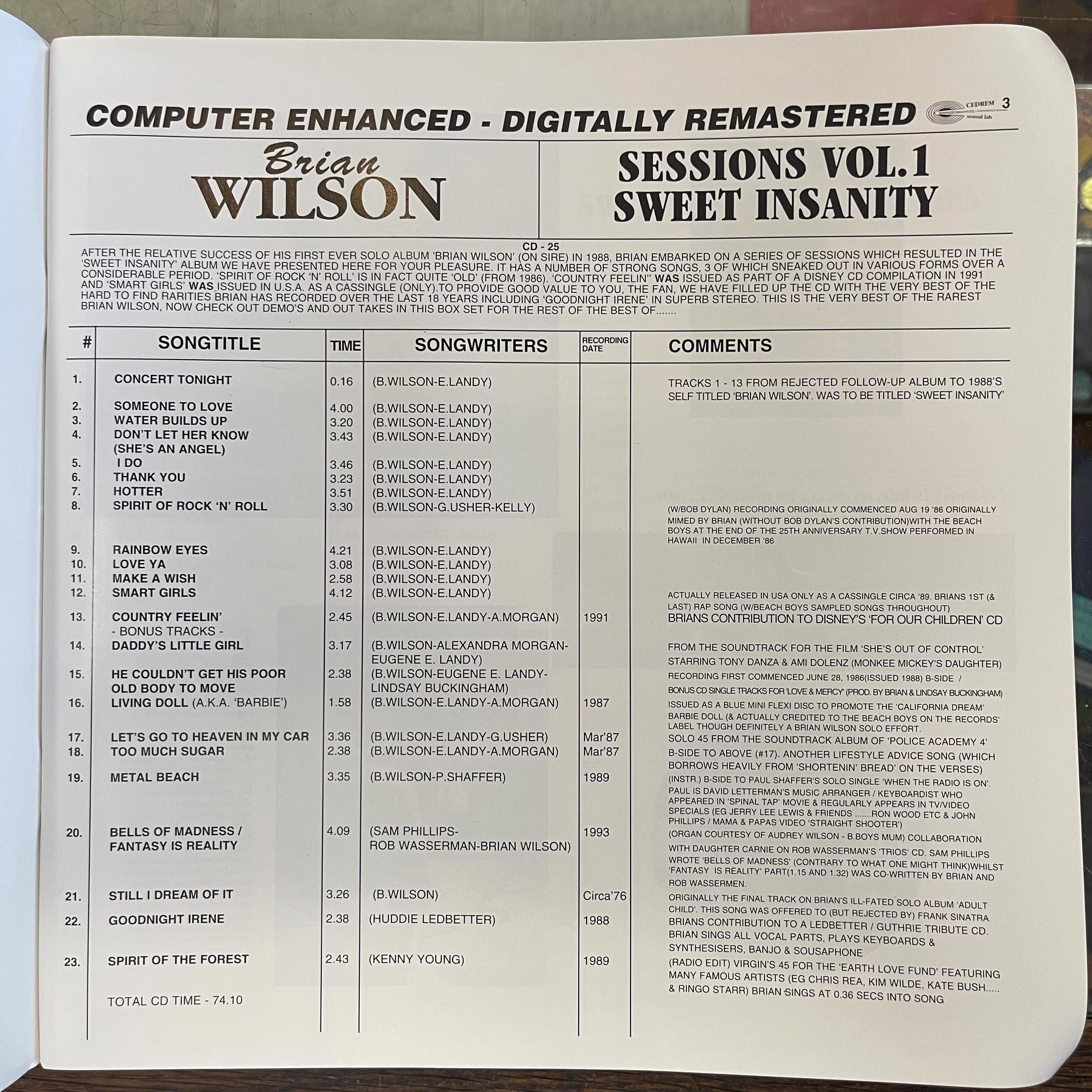 Brian Wilson – Sessions (CD box set) - Image 4