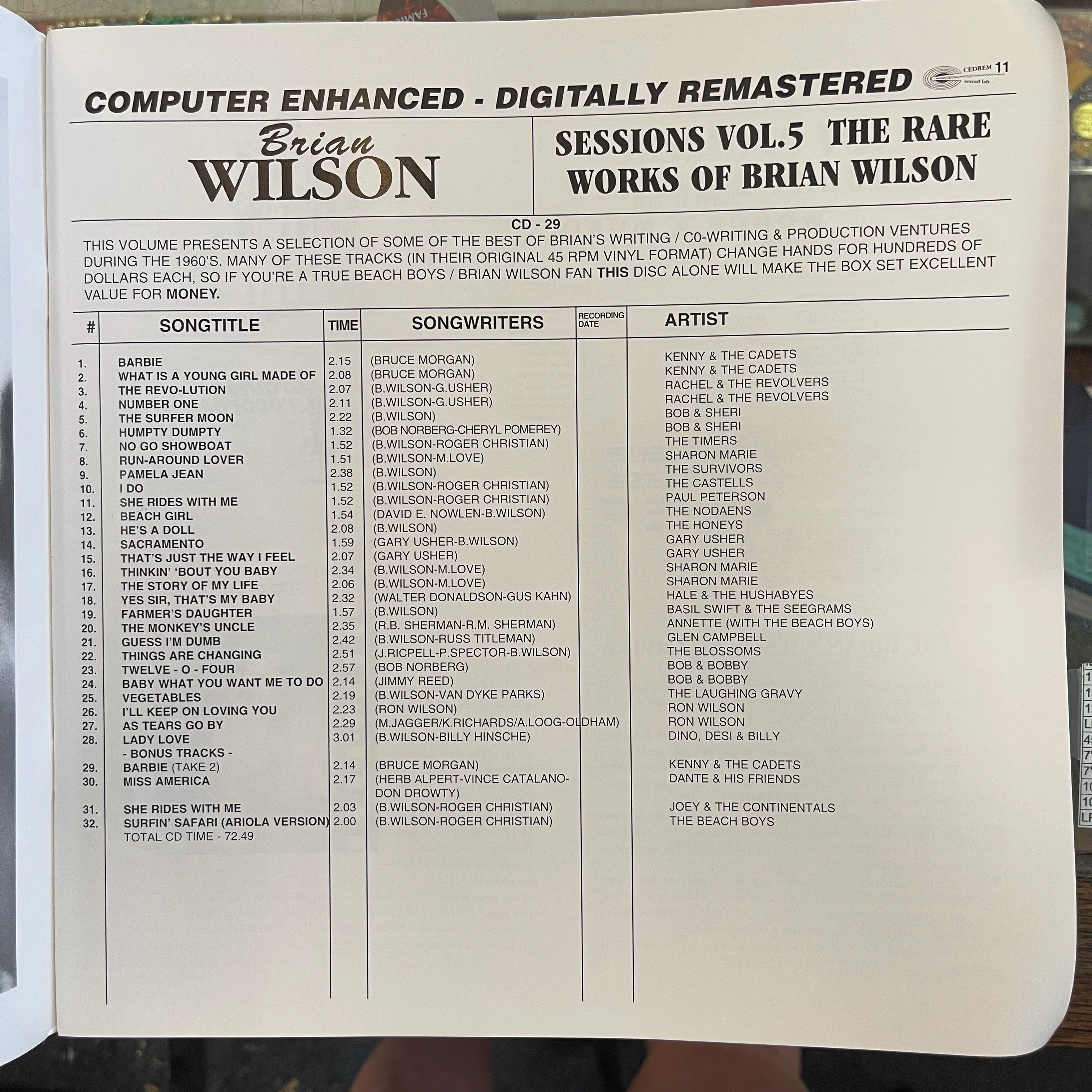 Brian Wilson – Sessions (CD box set) - Image 7