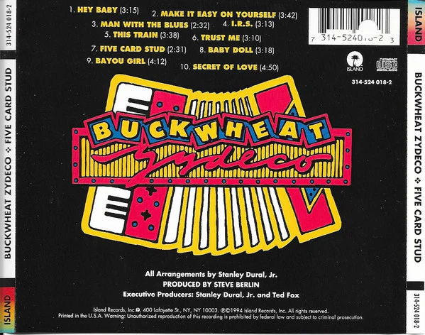 Buckwheat Zydeco - Five Card Stud (CD) - Image 2