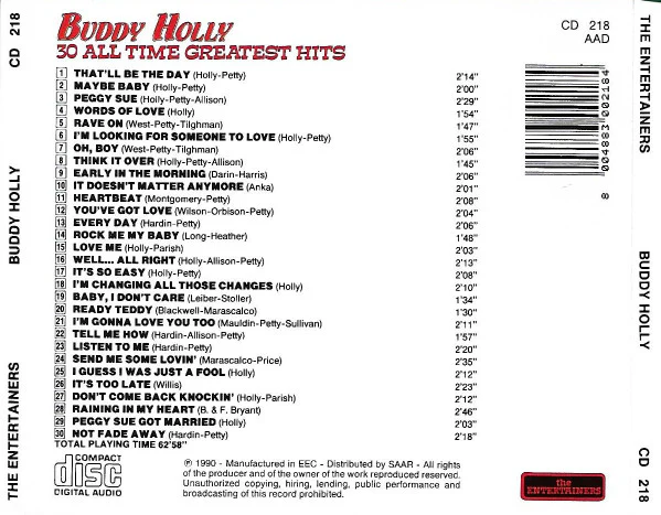 Buddy Holly - 30 All Time Greatest Hits (CD) - Image 3