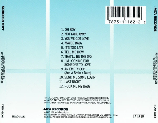 Buddy Holly & The Crickets  - The "Chirping" Crickets (CD) - Image 2