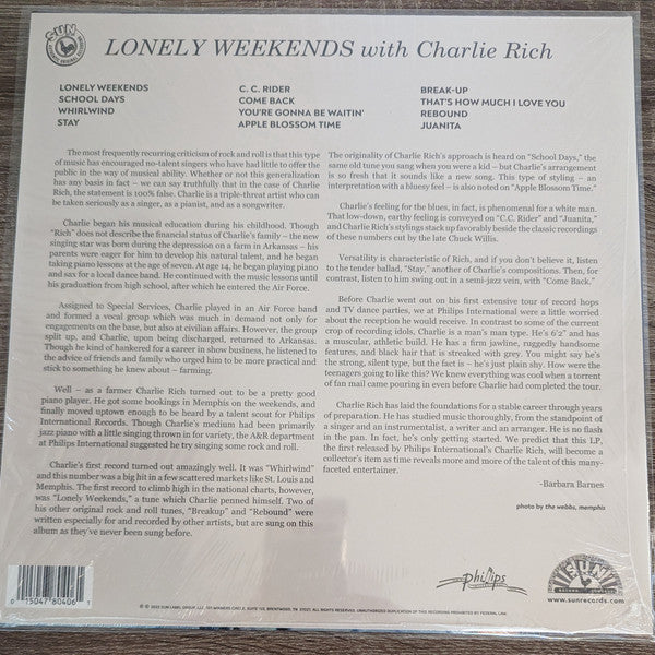 Charlie Rich - Lonely Weekends (Vinyl) - Image 2