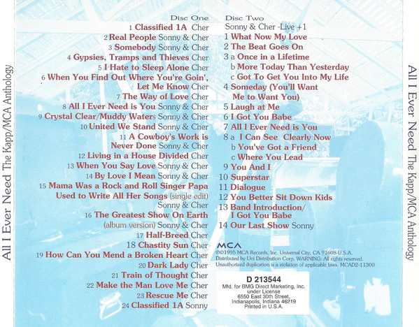 Cher & Sonny And Cher* - The Kapp/MCA Anthology (All I Ever Need) (CD) - Image 4