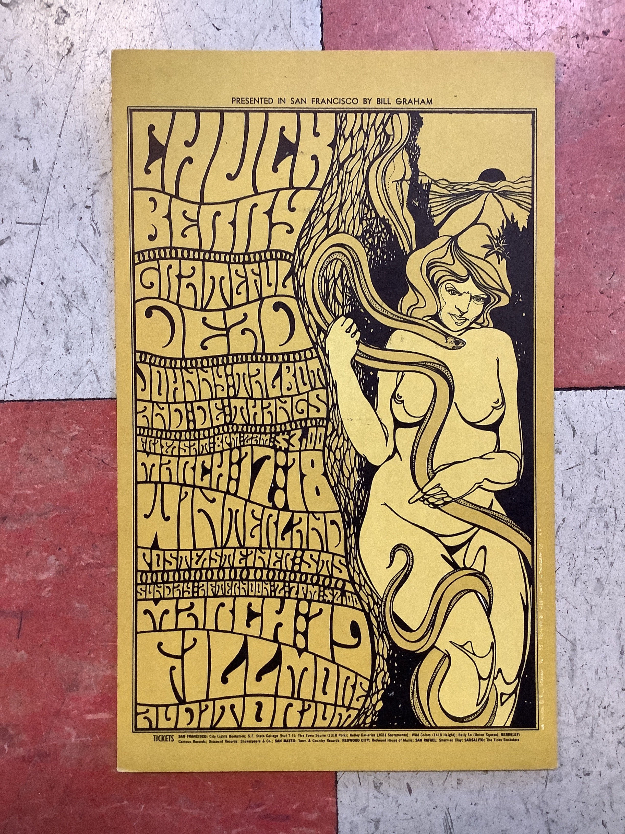 Chuck Berry and Grateful Dead at Winterland and The Fillmore - 1967 (Postcard)