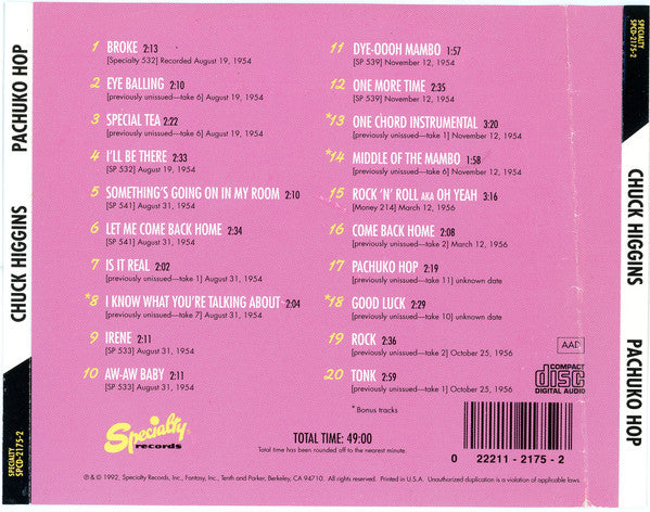 Chuck Higgins - Pachuko Hop (CD) - Image 2