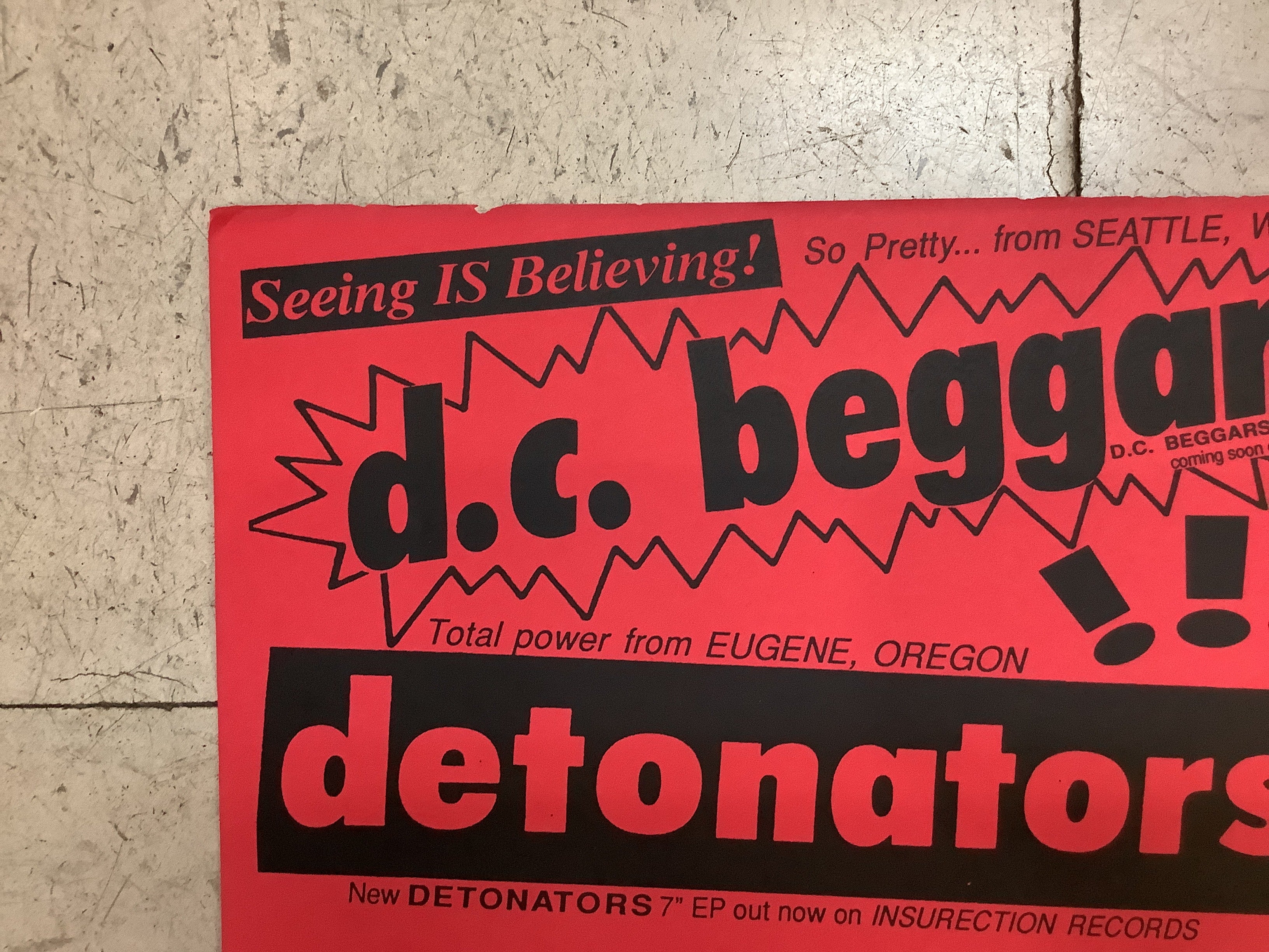D.C. Beggars & Detonators at The Cavity Club - 1992 (Poster) Red - Image 2