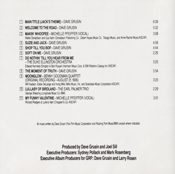 Dave Grusin - The Fabulous Baker Boys (Original Motion Picture Soundtrack) (CD) - Image 4