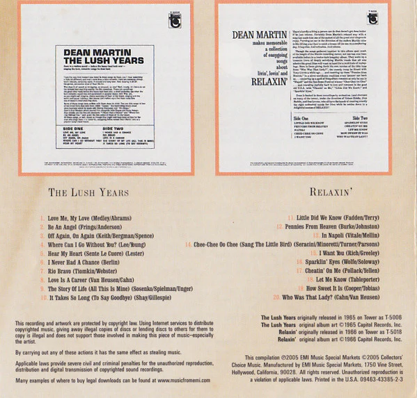 Dean Martin - The Lush Years/Relaxin' (CD) - Image 3