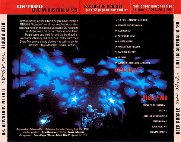 Deep Purple - Total Abandon - Australia '99 (CD) - Image 5