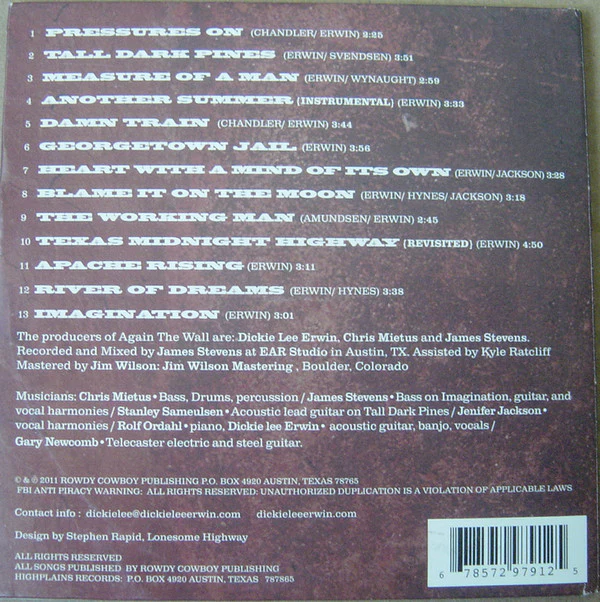 Dickie Lee Erwin - Again The Wall (CD) - Image 2