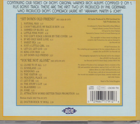 Dion  - Sit Down Old Friend / You're Not Alone (CD) - Image 3