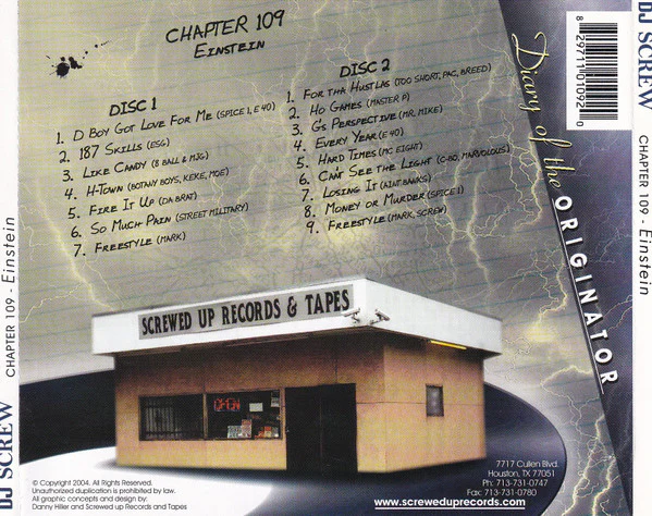 DJ Screw  - Diary Of The Originator: Chapter 109 (Einstein) (CDr) - Image 3