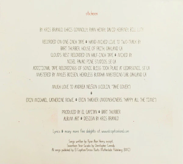 El Capitan  - Stickeen (CD) - Image 2