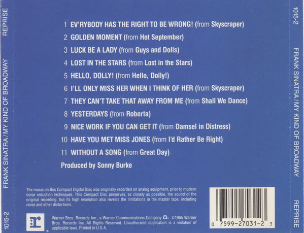 Frank Sinatra - My Kind Of Broadway (CD) - Image 2