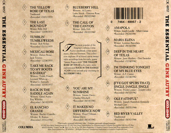 Gene Autry - The Essential Gene Autry 1933-1946 (CD) - Image 2