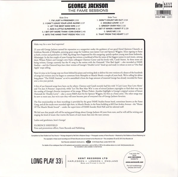 George Jackson  - The FAME Sessions (Vinyl) - Image 2