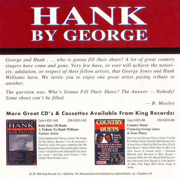George Jones - Hank By George - George Jones Sings Hank Williams (CD) - Image 5