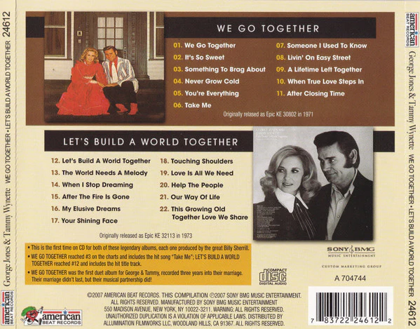George Jones & Tammy Wynette - We Go Together / Let's Build A World Together (CD) - Image 2