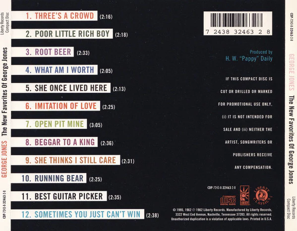 George Jones  - The New Favorites Of George Jones (CD) - Image 2