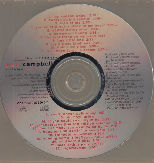 Glen Campbell - The Essential Glen Campbell Volume Two The Capitol Years 1962 - 1979 (CD) - Image 4