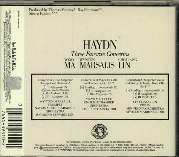 Joseph Haydn / Yo-Yo Ma ■ Wynton Marsalis ■ Cho-Liang Lin - Three Favorite Concertos (CD) - Image 2