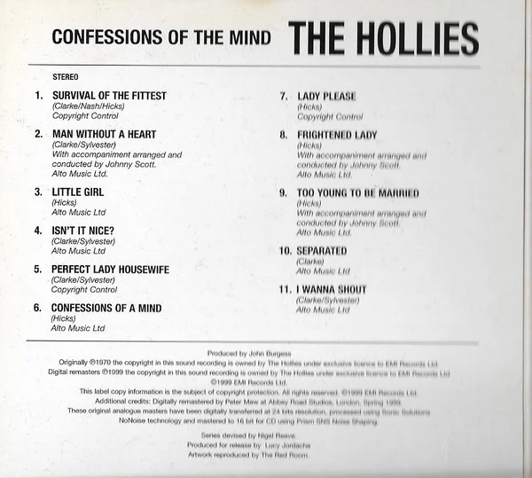 Hollies* - Confessions Of The Mind (CD) - Image 4