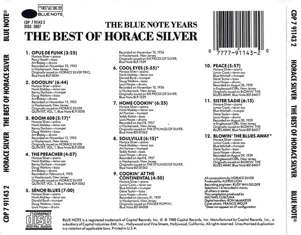 Horace Silver - The Best Of Horace Silver (CD) - Image 2
