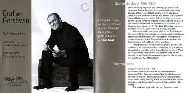 Houston Symphony Orchestra, Hans Graf, George Gershwin, Jon Kimura Parker - An American in Paris, Concerto in F, Porgy and Bess (CD) - Image 2