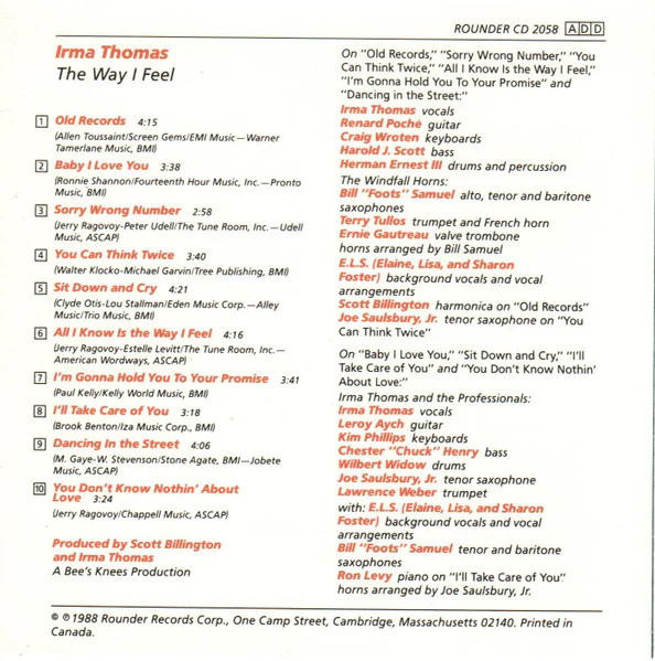 Irma Thomas - The Way I Feel (CD) - Image 4