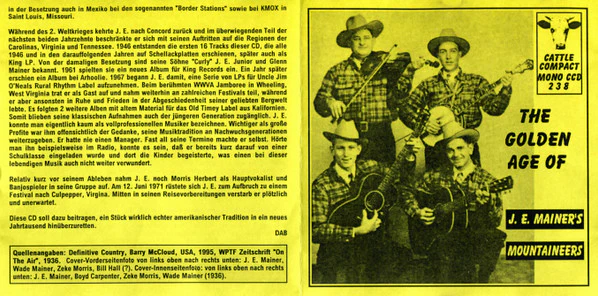 J. E. Mainer's Mountaineers* - The Golden Age of J.E. Mainer's Mountaineers (CD) - Image 3