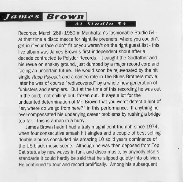 James Brown - At Studio 54 (CD) - Image 3