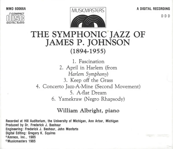 James Price Johnson - William Albright - The Symphonic Jazz Of James P. Johnson (CD) - Image 2