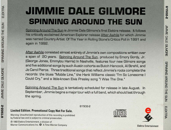Jimmie Dale Gilmore - Spinning Around The Sun (CD) - Image 2