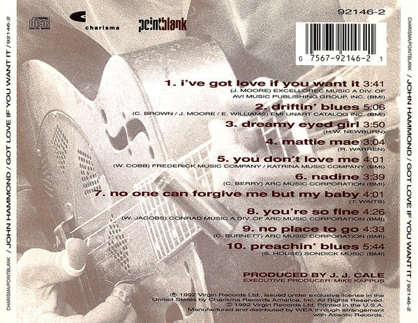 John Paul Hammond - Got Love If You Want It (CD) - Image 2
