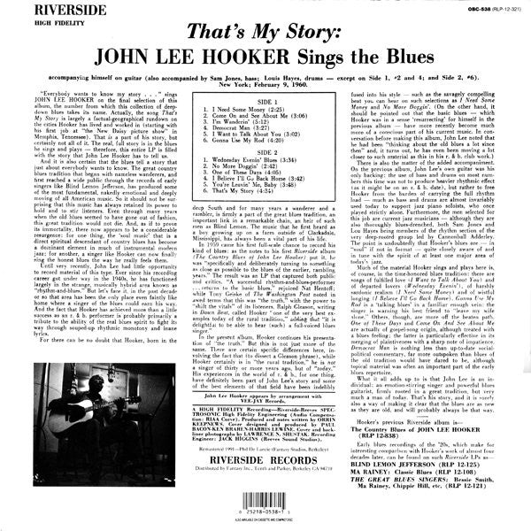 John Lee Hooker - That's My Story John Lee Hooker Sings The Blues (Vinyl) - Image 2