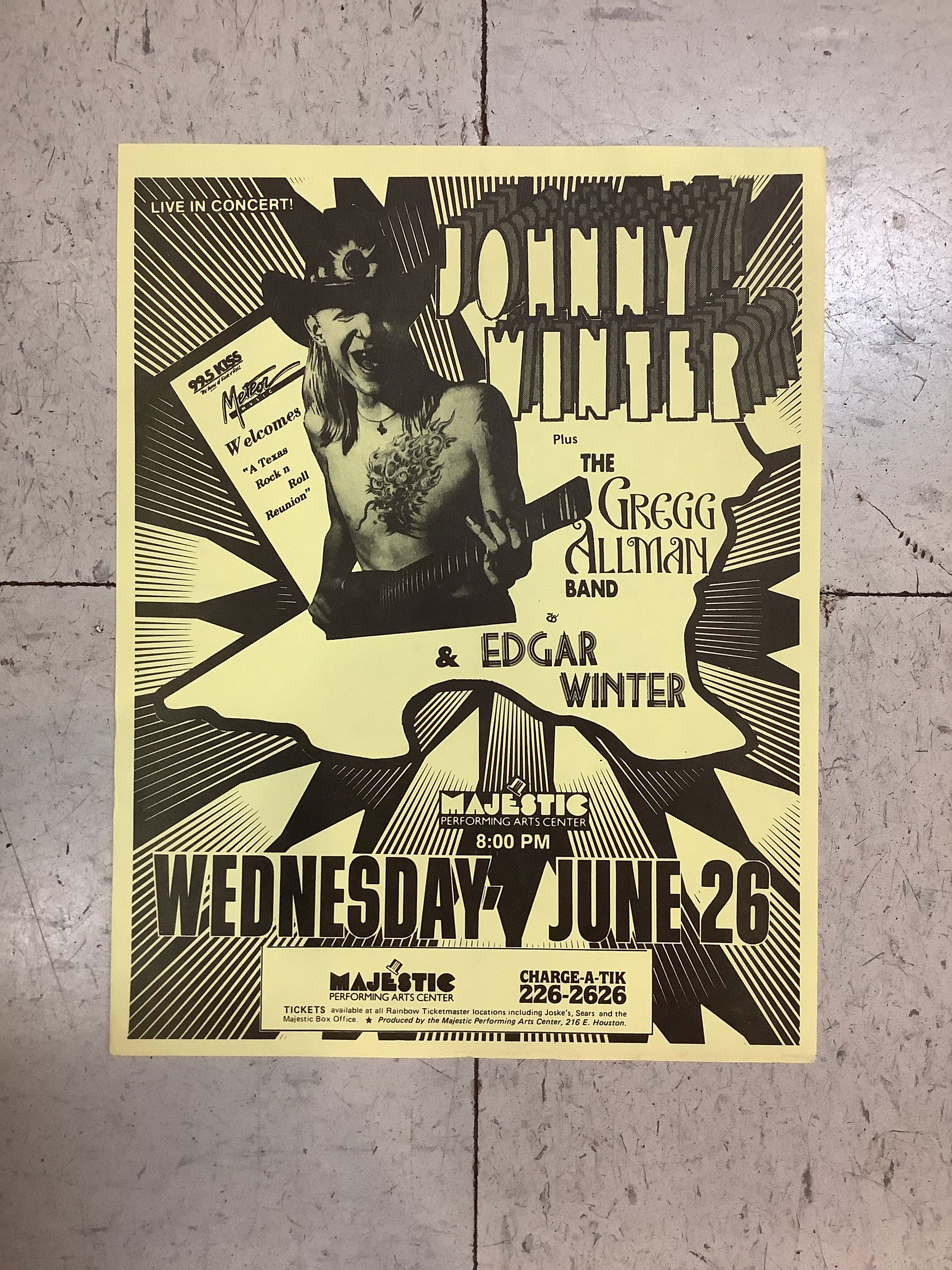 Johnny Winter, Gregg Allman Band, & Edgar Winter at Majestic P.A.C. - 1985 (Poster)
