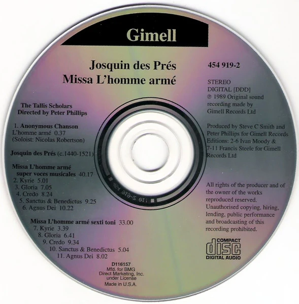 Josquin Des Prés, The Tallis Scholars - Peter Phillips  - L'Homme Armé Masses (CD) - Image 3