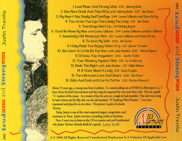 Justin Trevino - Loud Music And Strong Wine (CD) - Image 2