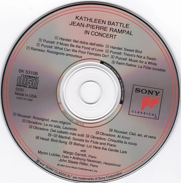 Kathleen Battle, Jean-Pierre Rampal - In Concert (CD) - Image 3